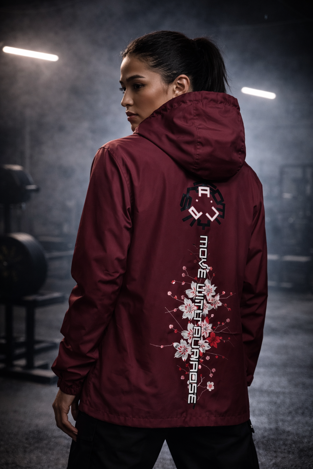 Cherry Blossom Collection: Red Eclipse windbreaker Move with Purpose